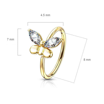 Anillo Circonita mariposa Oro Flexible