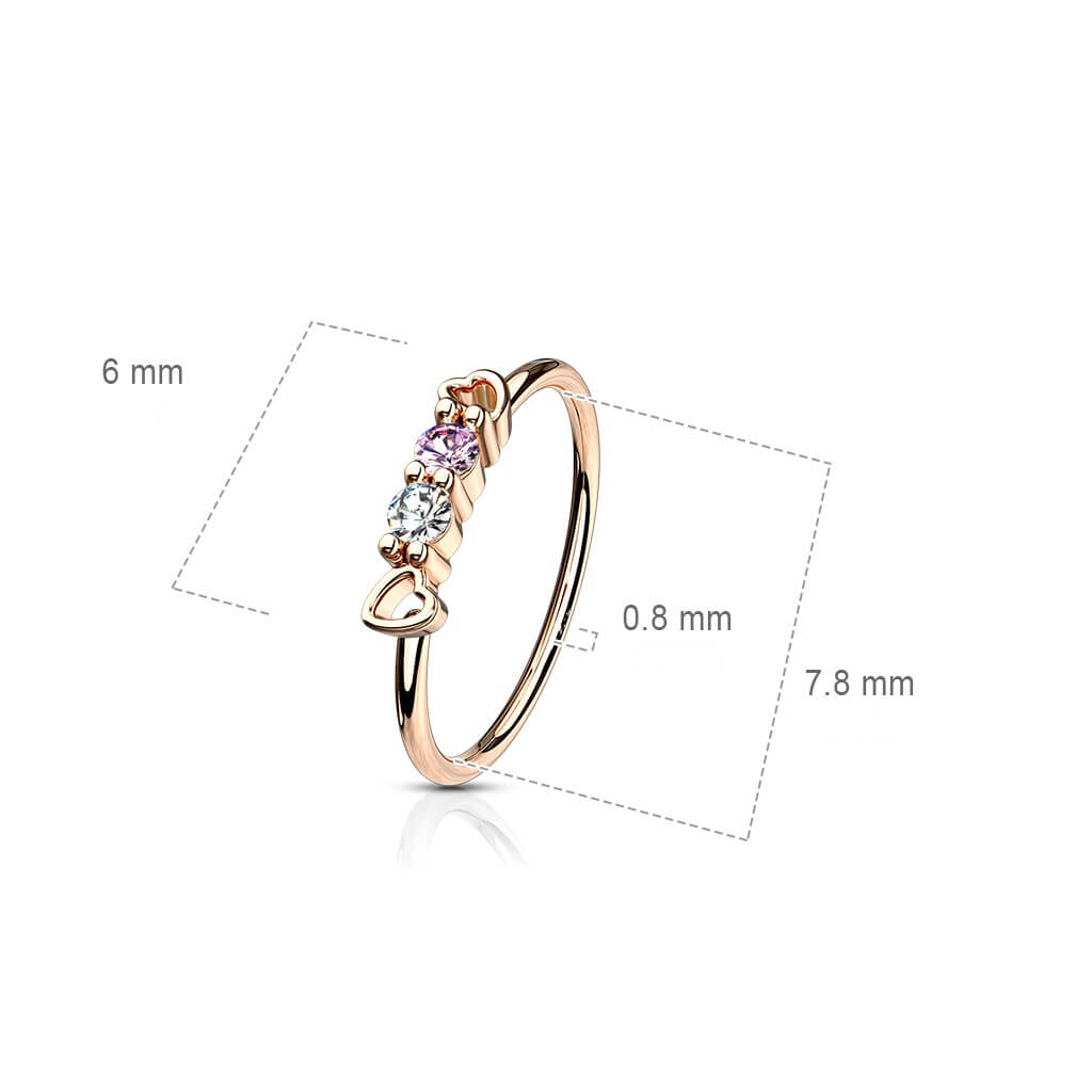 Anello Piercing Zirconi a forma di cuore Pieghevole