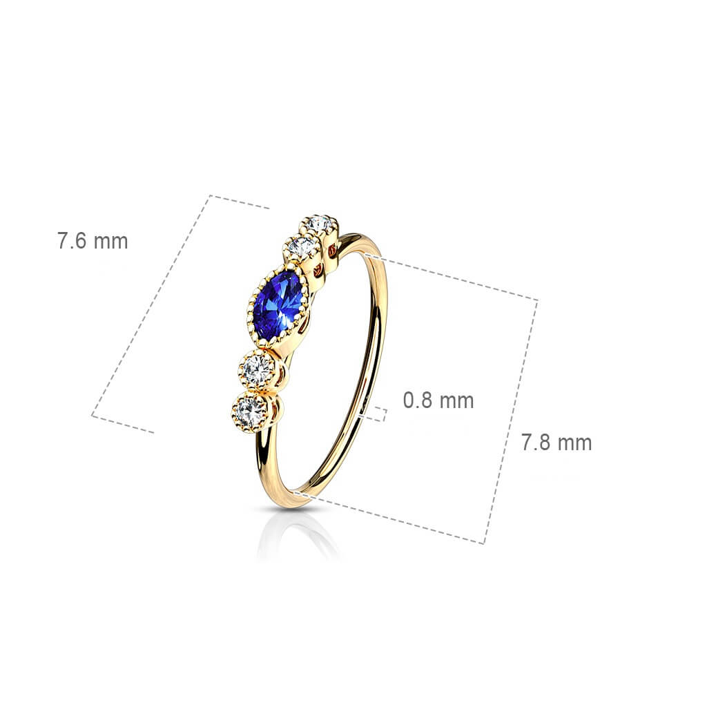 Anello Piercing Zirconi Pieghevole