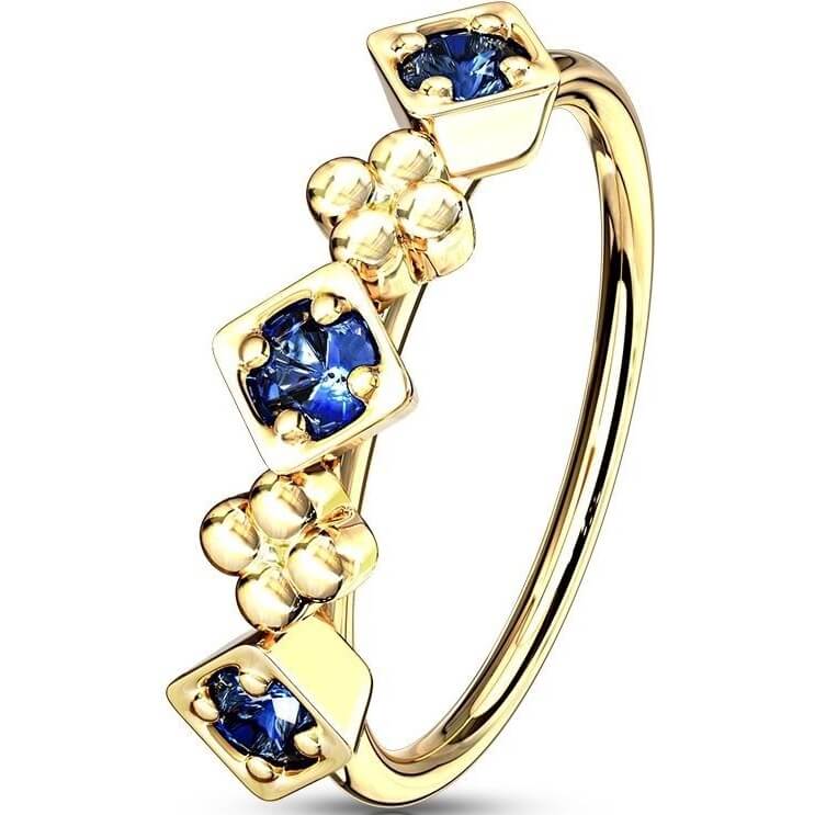 Ring Blumen Quadrate Zirkonia Gold Biegbar