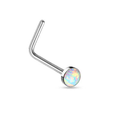 Nose L-Shape Opal Flat Silver