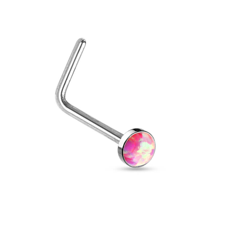 Nose L-Shape Opal Flat Silver