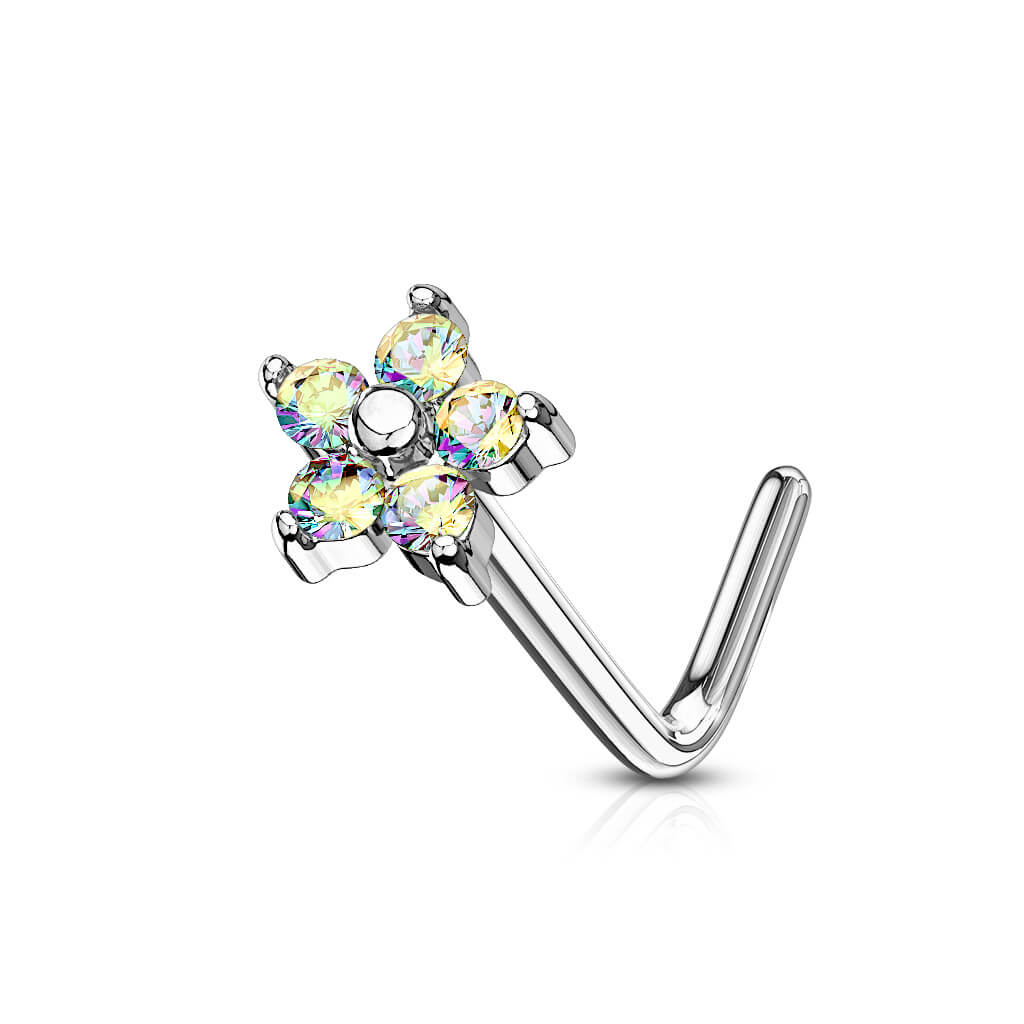 Nose L-Shape Flower Zirconia