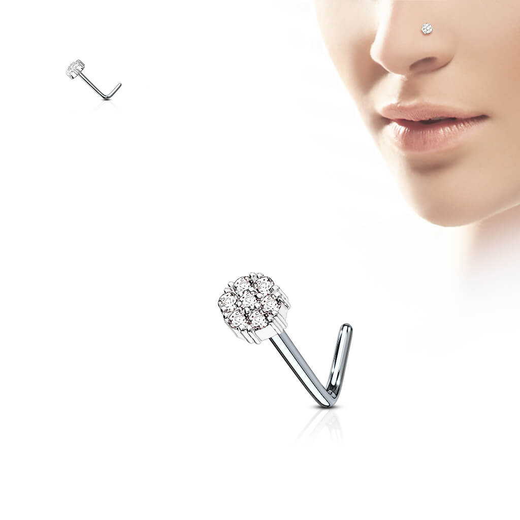 Nose L-Shape Flower Zirconia