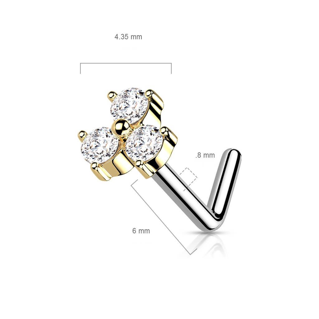 Nasenstecker L-Form Dreieck Zirkonia