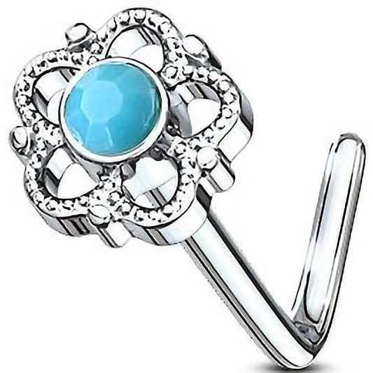 Nose L-Shape Flower turquoise