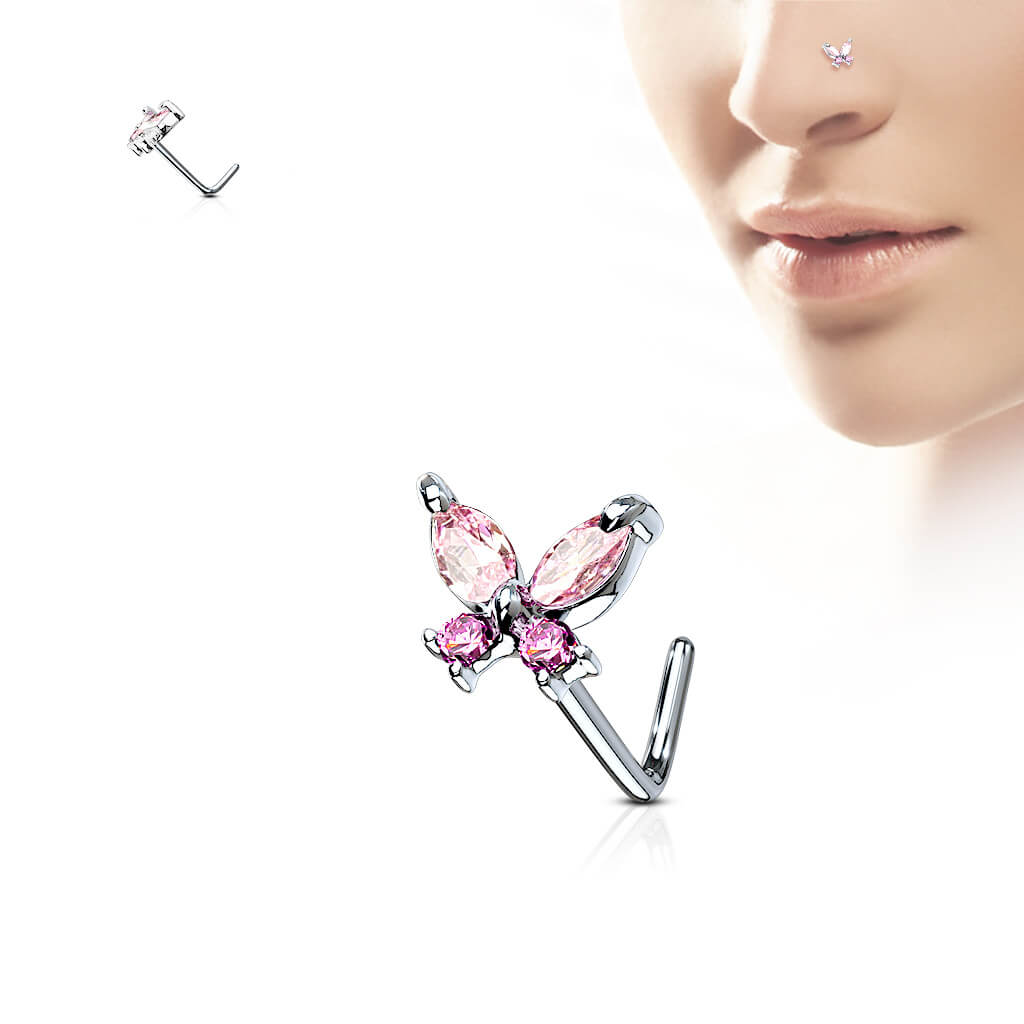 Nose L-Shape Butterfly Zirconia