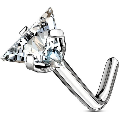 Nose L-Shape Triangle Zirconia Silver