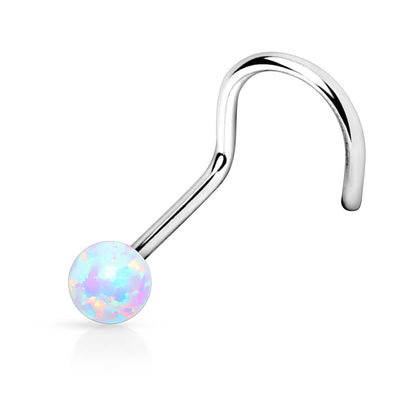 Nose Screw Opal Ball Silver