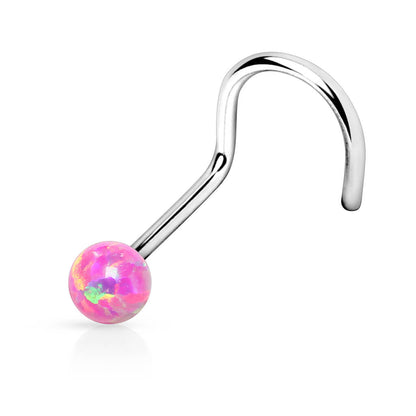 Nose Screw Opal Ball Silver