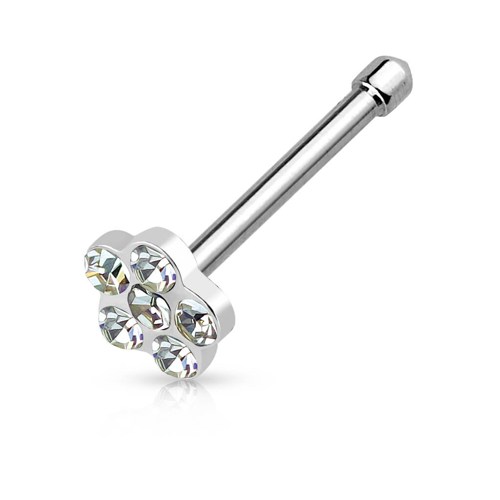 Nez Clou à Nez Fleur Zircone Argent