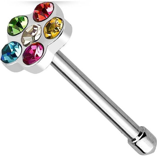 Nose Stud Flower Zirconia Silver