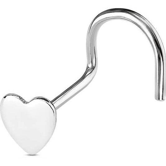 Argento 925 Screw Nasale Cuore Argento