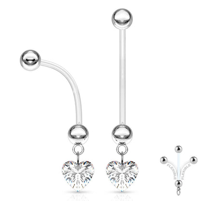 Piercing Nombril Pendentif Zircone Cœur