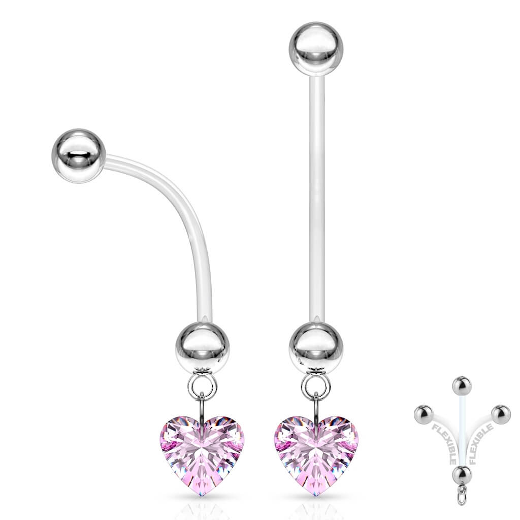 Belly Button Piercing Heart dangle Zirconia