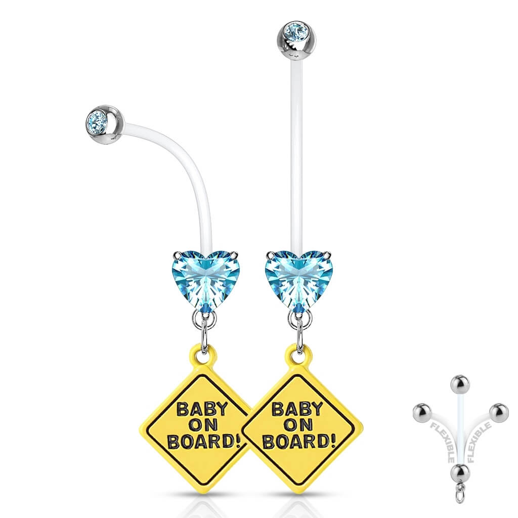 Bauchnabelpiercing BABY ON BORD beweglich Herz Zirkonia