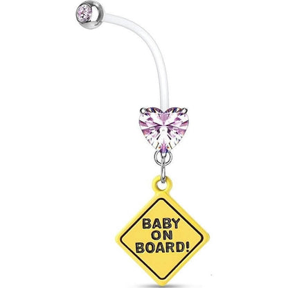 Piercing Nombril Pendentif Pieds de Bébé Coeur Zircone