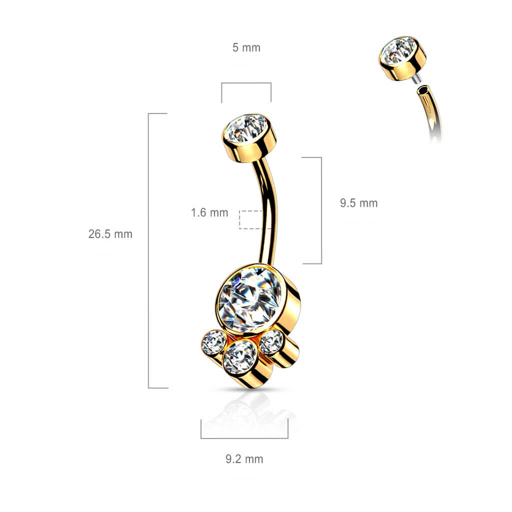 Bauchnabelpiercing Zirkonia Innengewinde