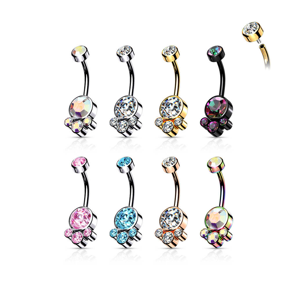 Belly Button Piercing Zirconia Internally Threaded