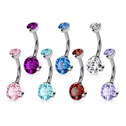 Belly Button Piercing Zirconia Silver Internally Threaded