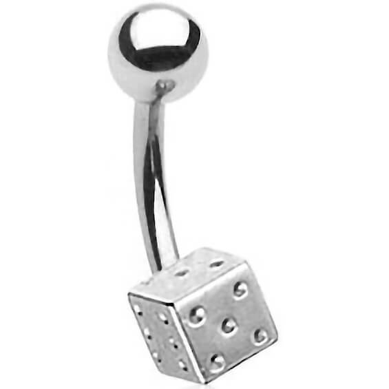 Belly Button Piercing Cube Silver