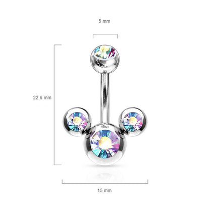 Belly Button Piercing 3 Zirconia