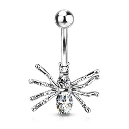 Bauchnabelpiercing Spinne Silber