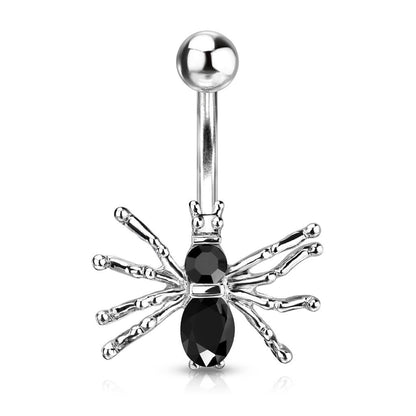 Bauchnabelpiercing Spinne Silber