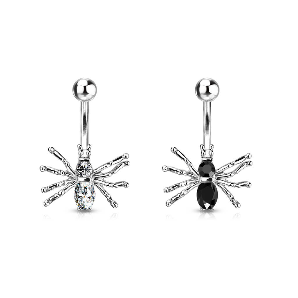 Bauchnabelpiercing Spinne Silber