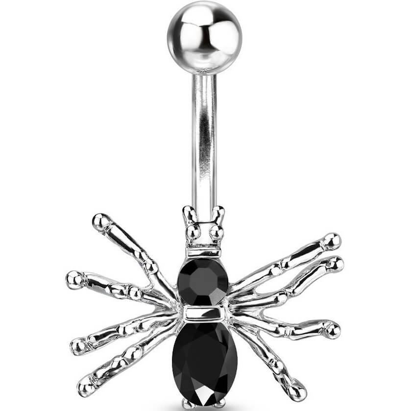 Bauchnabelpiercing Spinne Silber