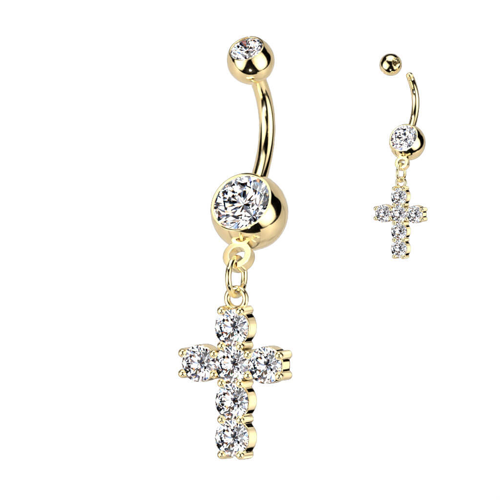 Belly Button Piercing Cross dangle Zirconia