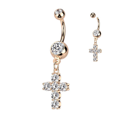 Piercing Nombril Pendentif Croix Zircone