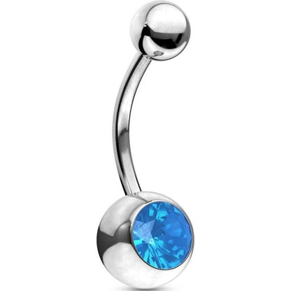 Belly Button Piercing Bezel setting Opal Silver