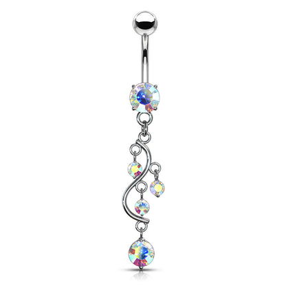 Piercing Nombril Pendentif Vigne Zircone