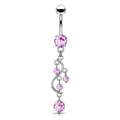 Piercing Nombril Pendentif Vigne Zircone