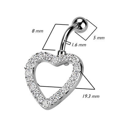 Piercing Nombril Cœur Zircone Inversé