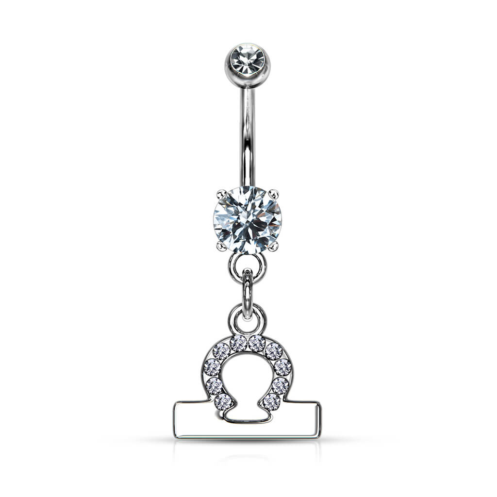 Piercing Nombril Pendentif Signe du Zodiaque Zircone Argent