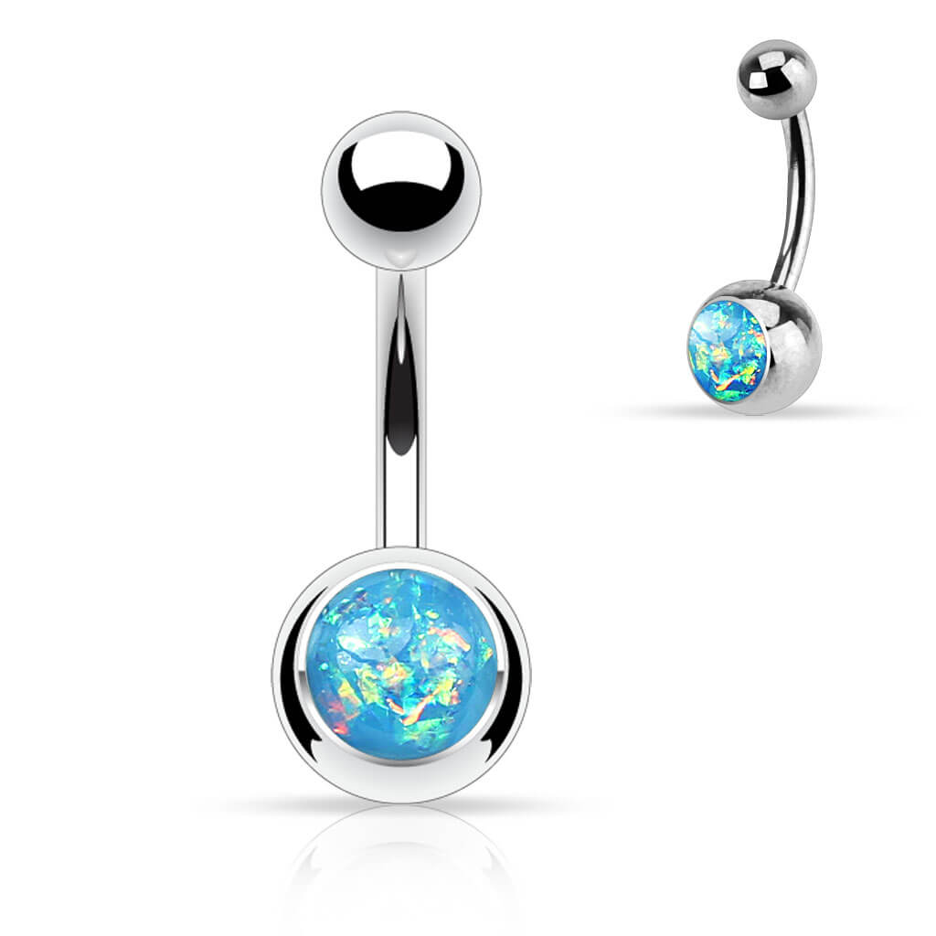 Bauchnabelpiercing Opal Silber