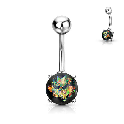 Belly Button Piercing Opal Silver