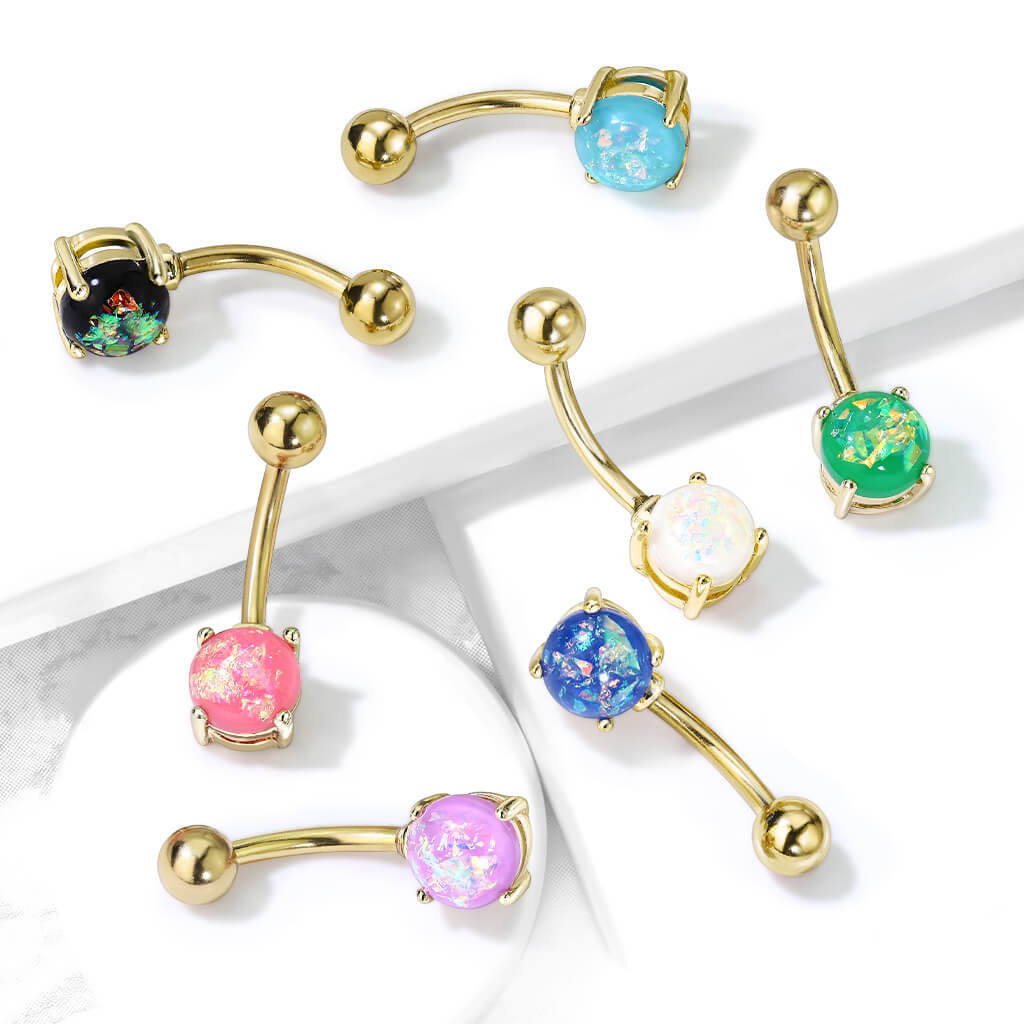 Bauchnabelpiercing Opal Gold PVD