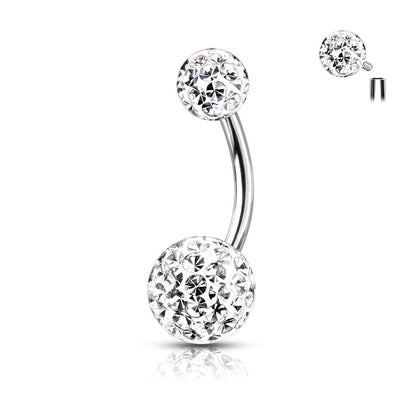 Piercing Nombril Bille Zircone Argent Filetage Interne