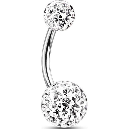 Piercing Nombril Bille Zircone Argent Filetage Interne