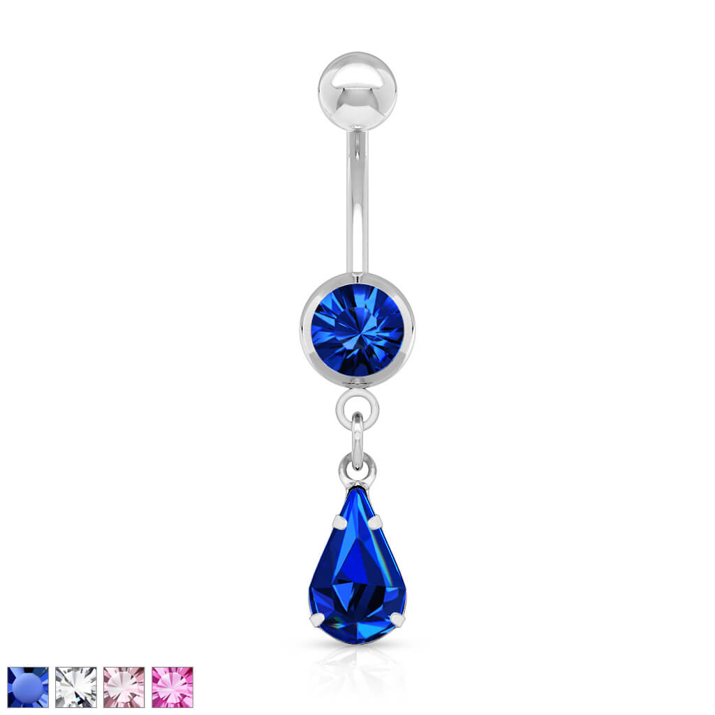 Piercing Nombril Pendentif Goutte Zircone argent