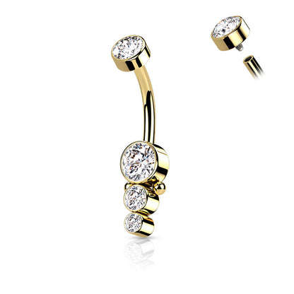 Bauchnabelpiercing Zirkonia Gold Innengewinde