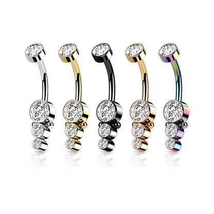 Bauchnabelpiercing Zirkonia Gold Innengewinde