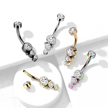 Bauchnabelpiercing Zirkonia Gold Innengewinde