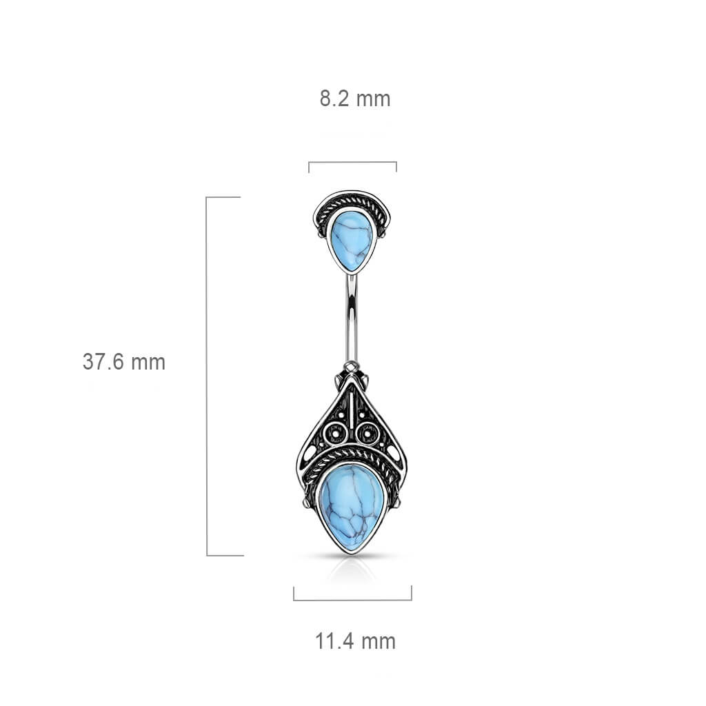 Piercing Nombril Pierre Semi-Précieuse Turquoise Vintage