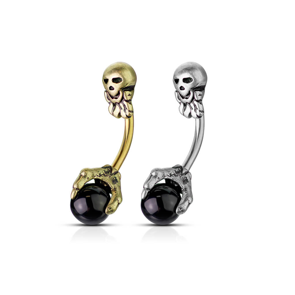 Piercing ombligo Calavera Garra Plata