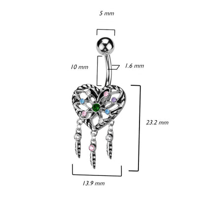 Piercing ombligo Corazón Circonita Plata