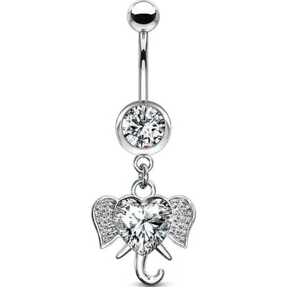 Bauchnabelpiercing Elefant beweglich Zirkonia Silber